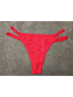 NWT PINK Victoria’s Secret Red Floral Lace Strappy Panty Underwear XL